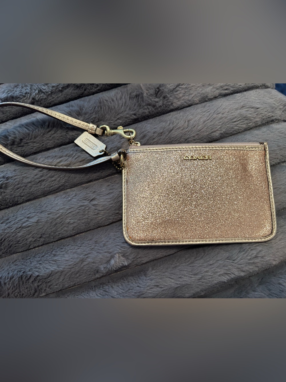 COACH Glitter Wristlet in Gold Metallic